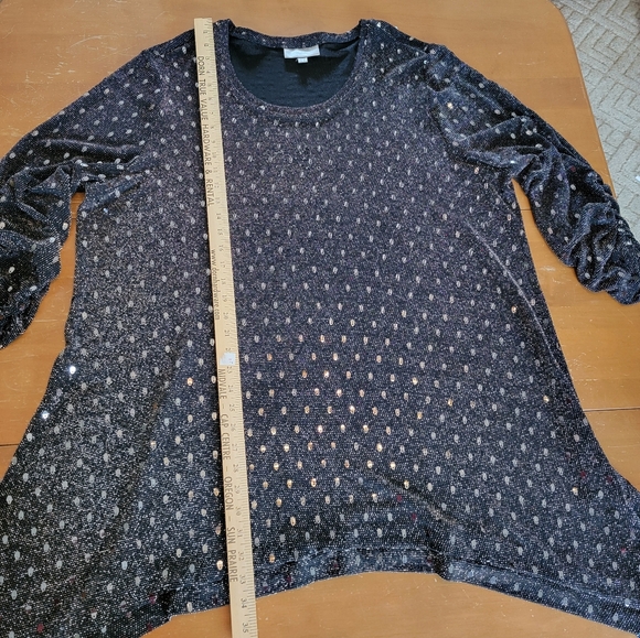 Elegant Black With Silver Sparkle & Sequin Top Size 26/28 VIP Knits By Avenue - Picture 11 of 14